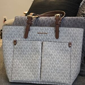 Michael Kors Beige and Brown Signature MK Tote
